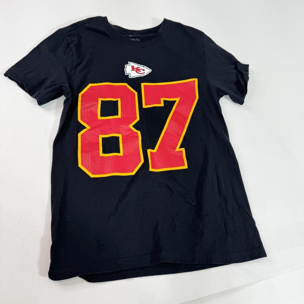 Kansas City Chiefs Shirt Mens Small Black Red 87 Kelce NFL Taylor Nike Tee